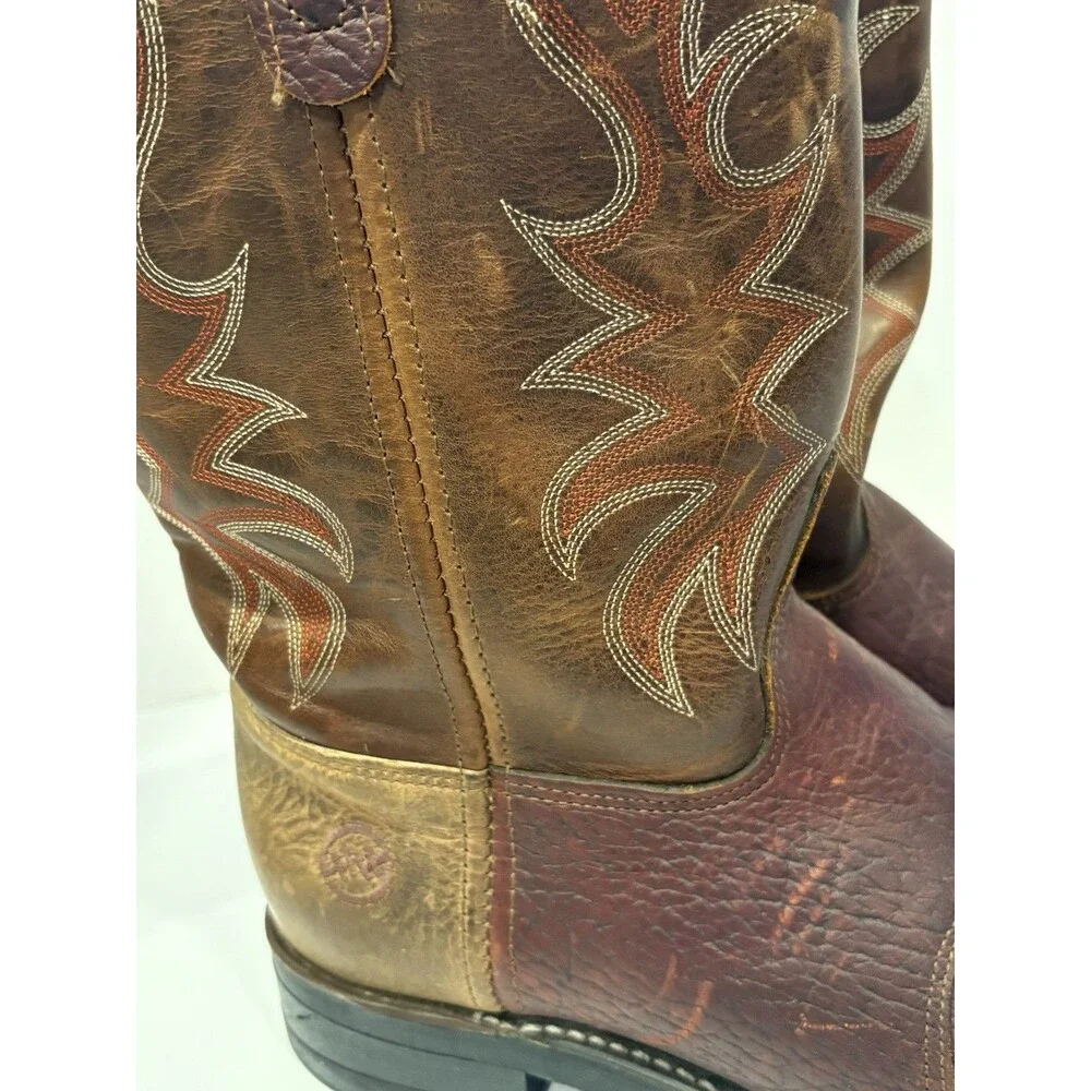 Double H 3690 Roper Work Boots Men’s 9.5D Steel Toe Brown USA Made Oil Resistant